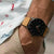 Casual Leather Style Wristwatch (Quartz) - Brown-White
