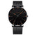 Minimalist Steel Mesh Style Wristwatch (Quartz) - Black-Orange