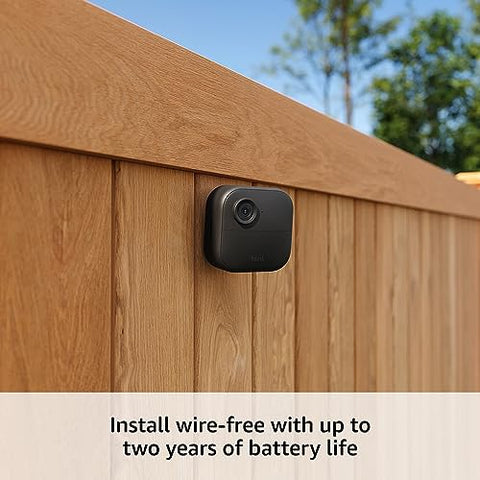 All-New Blink Outdoor 4 (4th Gen) — Wire-free smart security camera, two-year battery life, two-way audio, HD live view, enhanced motion detection, Works with Alexa – 1 camera system